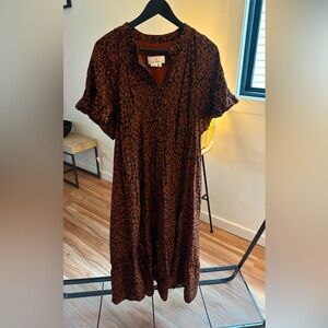 Leopard print dress in brown, Anthropologie in small petite worn like new MAEVE